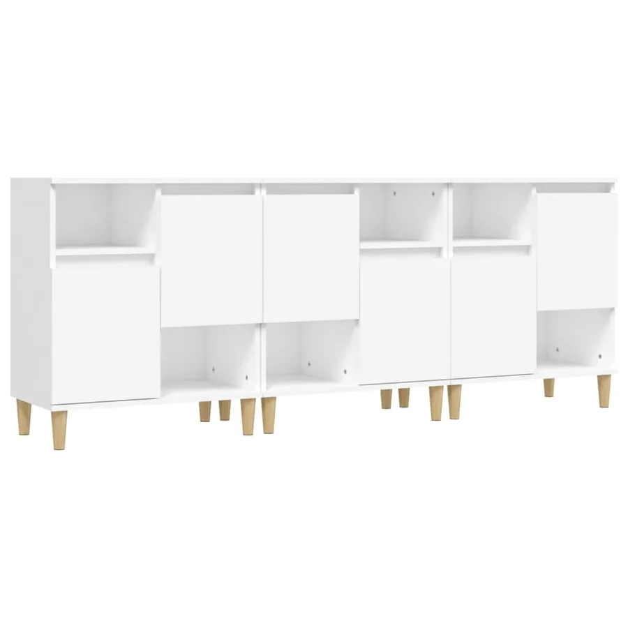 Buffets 3 pcs blanc 60x35x70 cm bois d'ingénierie - 2