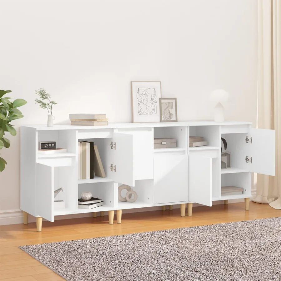 Buffets 3 pcs blanc 60x35x70 cm bois d'ingénierie - 3