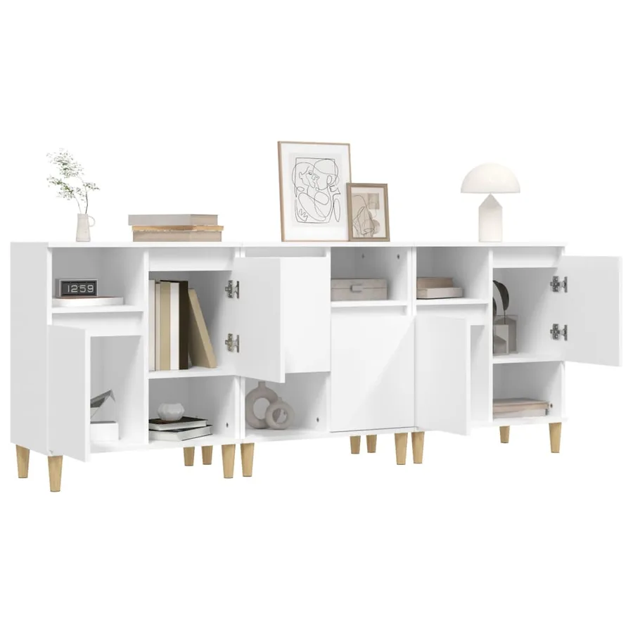 Buffets 3 pcs blanc 60x35x70 cm bois d'ingénierie - 4