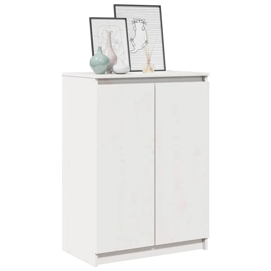 Buffet Blanc 60x36x84 cm Bois de pin massif - 4