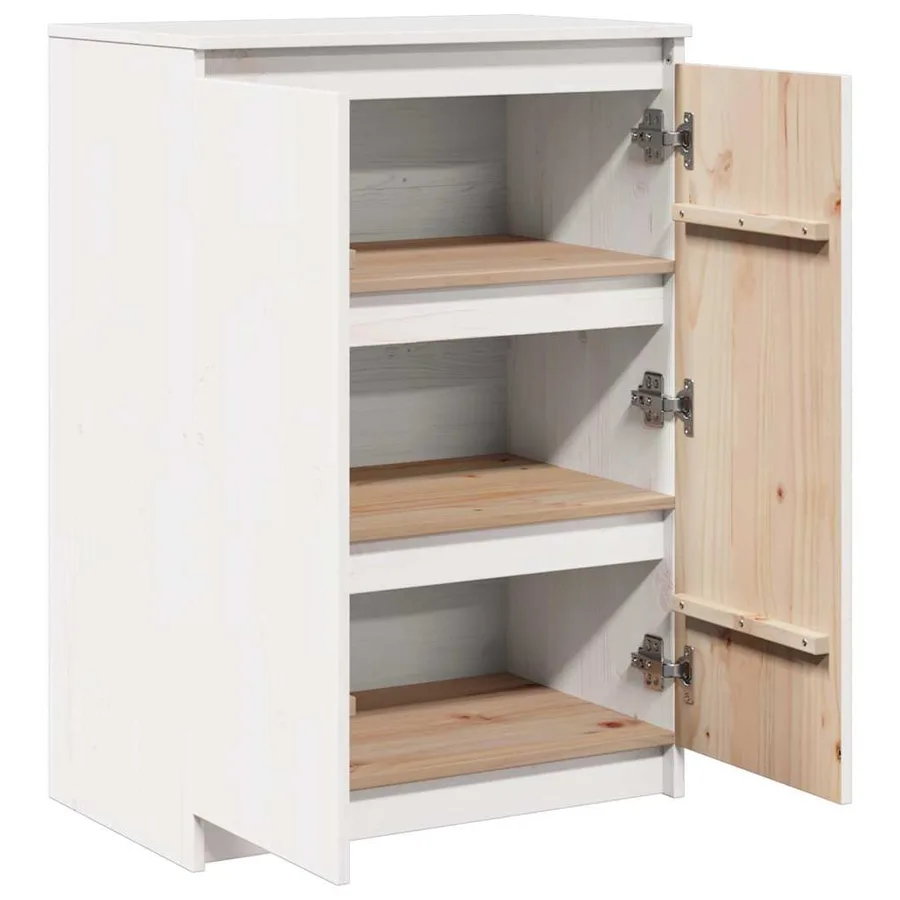 Buffet Blanc 60x36x84 cm Bois de pin massif - 6