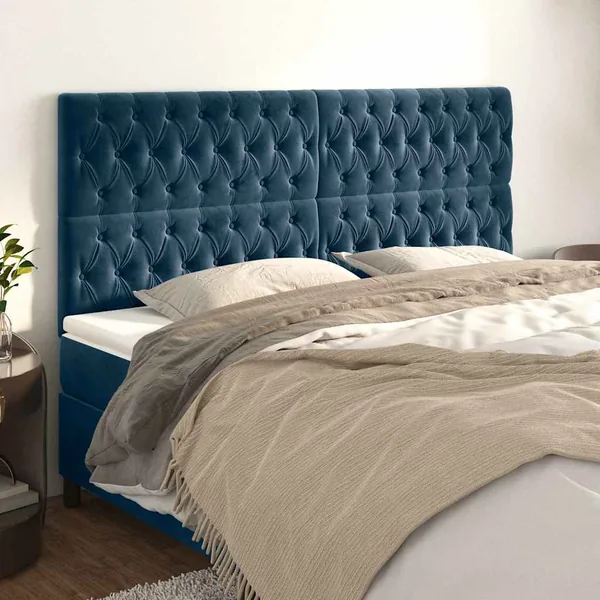 Tête de lit Bleu foncé 200 x 7 x 118/128 cm Velours