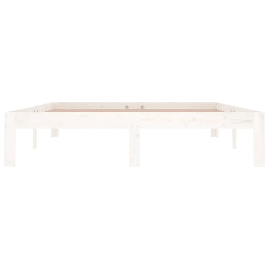 Cadre de lit sans matelas blanc bois de pin massif 140x190 cm - 4