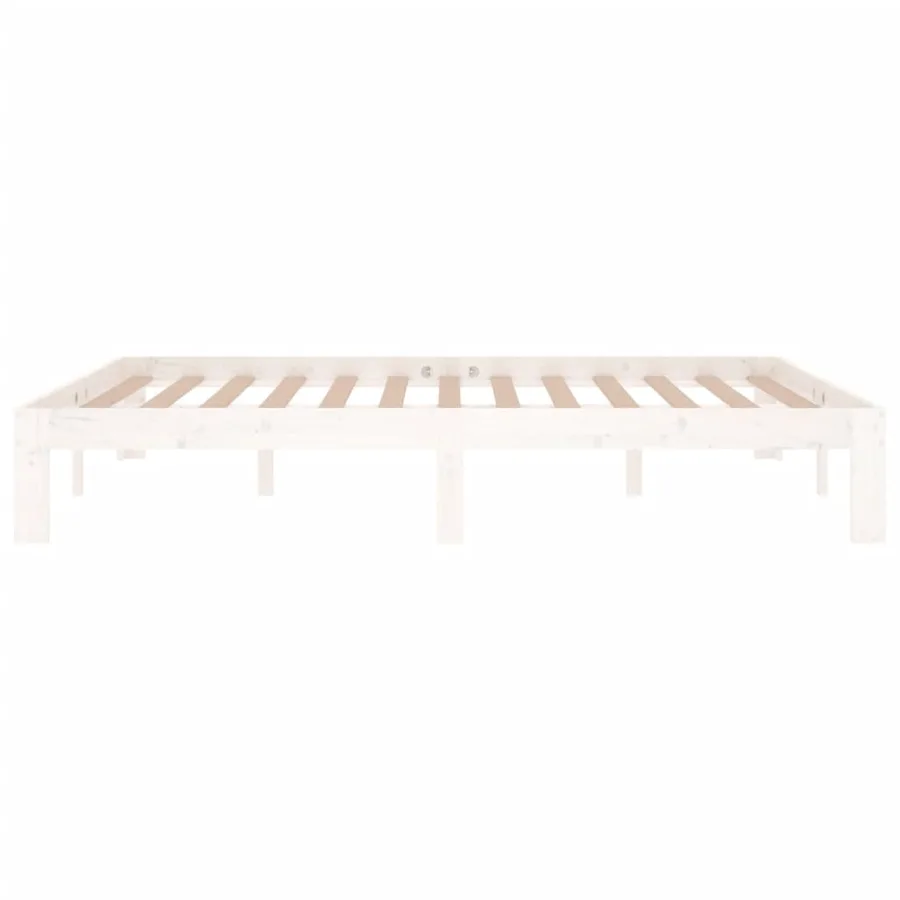 Cadre de lit sans matelas blanc bois de pin massif 140x190 cm - 5
