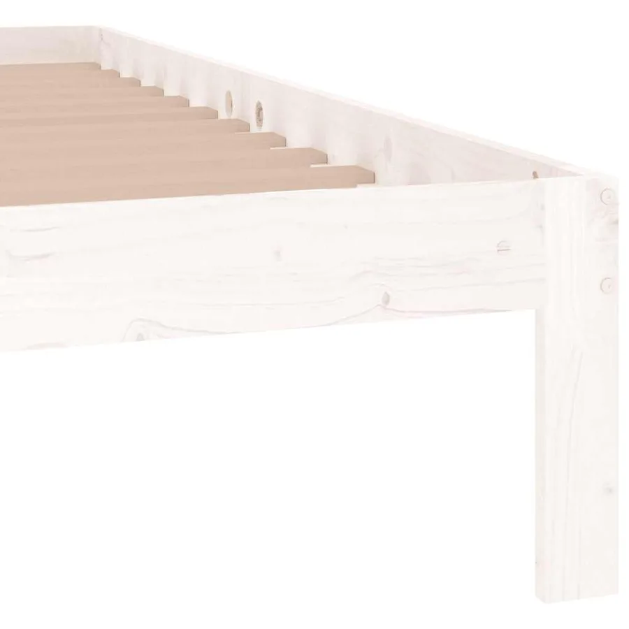 Cadre de lit sans matelas blanc bois de pin massif 140x190 cm - 6