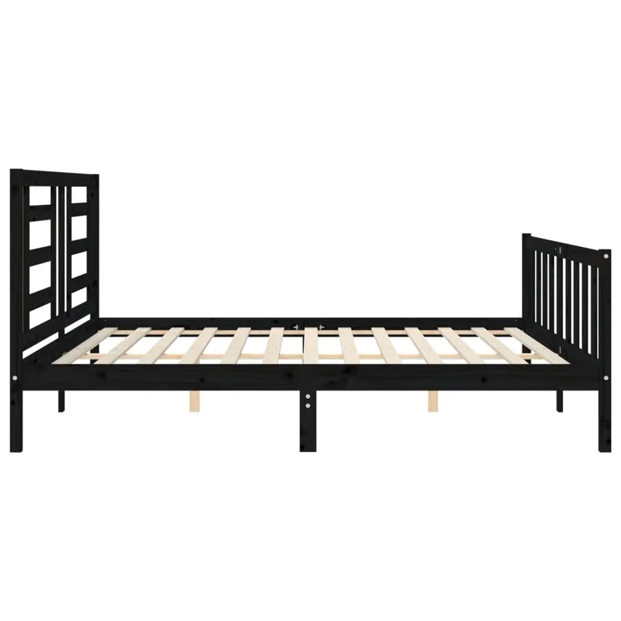 Cadre de lit sans matelas noir 200x200 cm bois massif de pin - 7