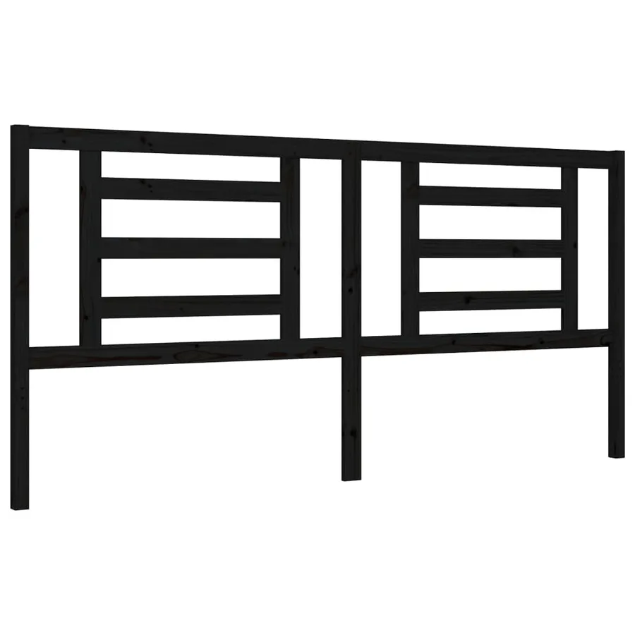 Cadre de lit sans matelas noir 200x200 cm bois massif de pin - 8