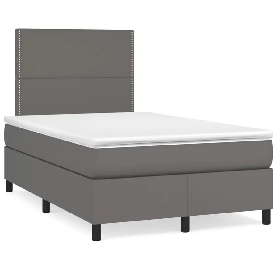 Sommier à lattes de lit avec matelas Gris 120x200 cm Similicuir - 2
