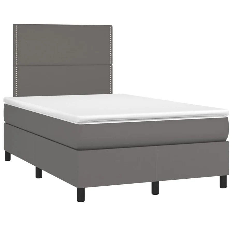 Sommier à lattes de lit avec matelas Gris 120x200 cm Similicuir - 3