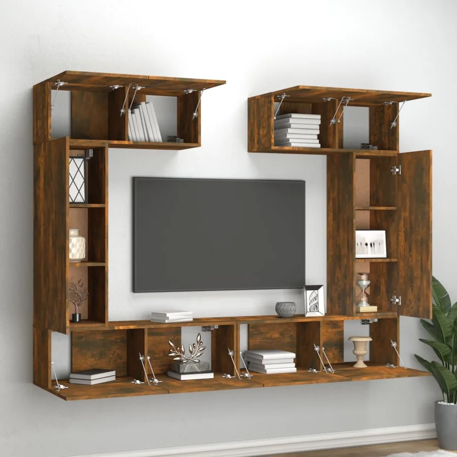 Ensemble de meubles TV 6 pcs Chêne fumé Bois d'ingénierie - 3
