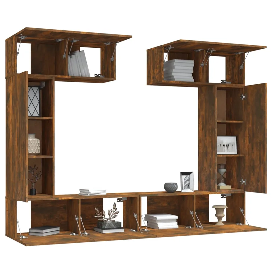 Ensemble de meubles TV 6 pcs Chêne fumé Bois d'ingénierie - 4