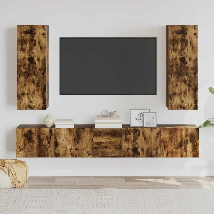 Ensemble de meubles TV 5 pcs Chêne fumé Bois d'ingénierie