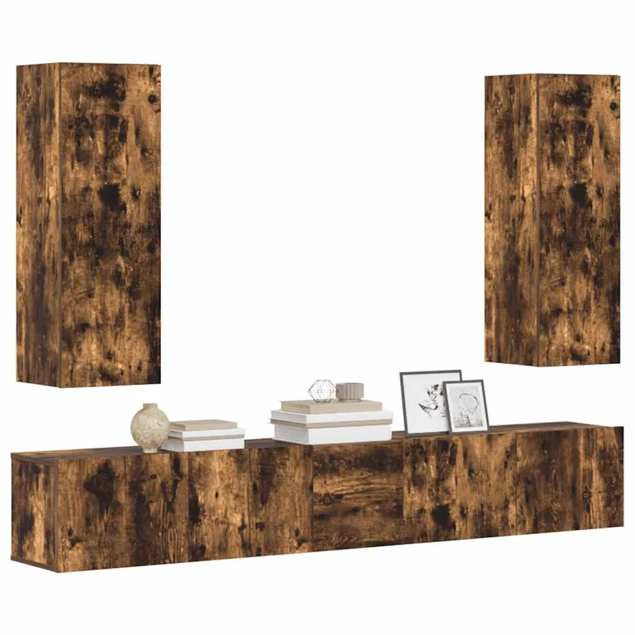 Ensemble de meubles TV 5 pcs Chêne fumé Bois d'ingénierie - 3