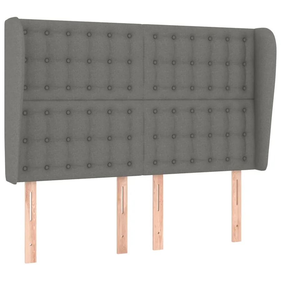 Tête de lit avec oreilles Gris foncé 147x23x118/128 cm Tissu - 2