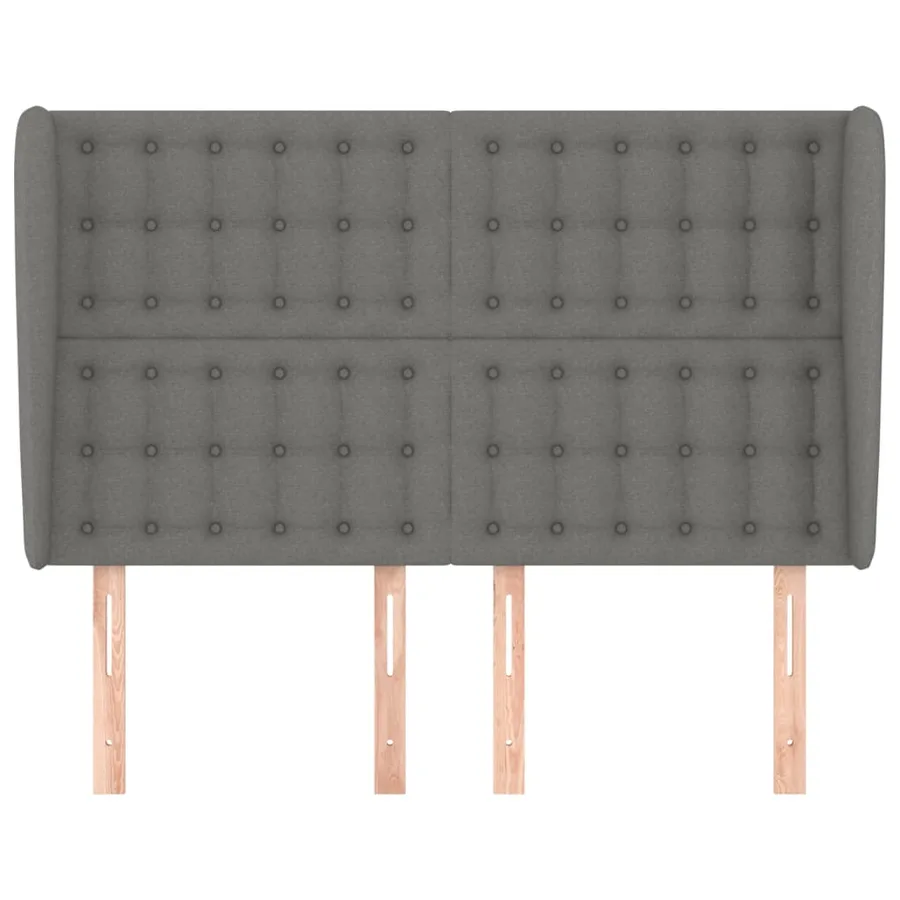 Tête de lit avec oreilles Gris foncé 147x23x118/128 cm Tissu - 3