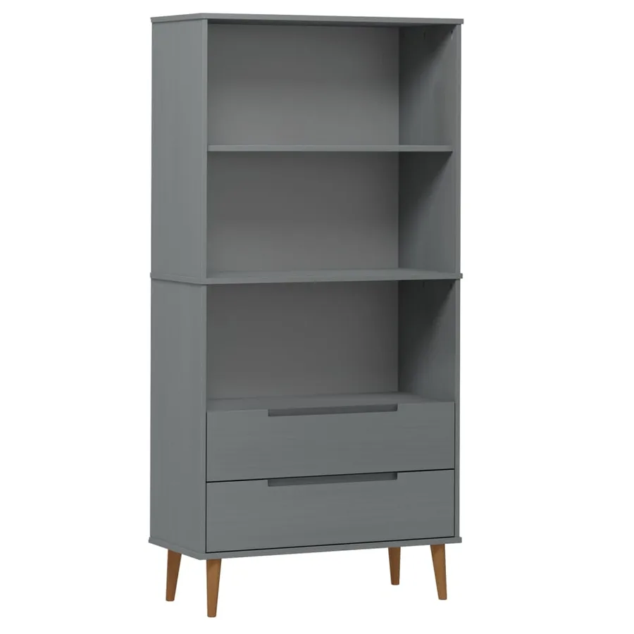 Bibliothèque MOLDE Gris 85x35x170,5 cm Bois massif de pin - 2