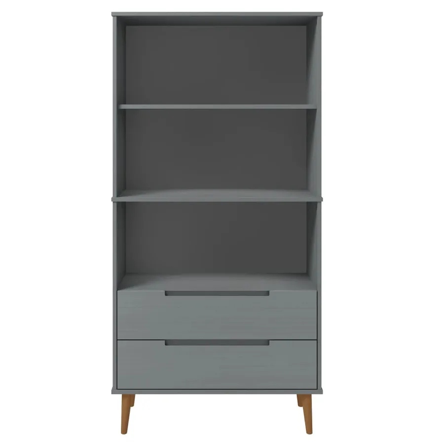 Bibliothèque MOLDE Gris 85x35x170,5 cm Bois massif de pin - 4