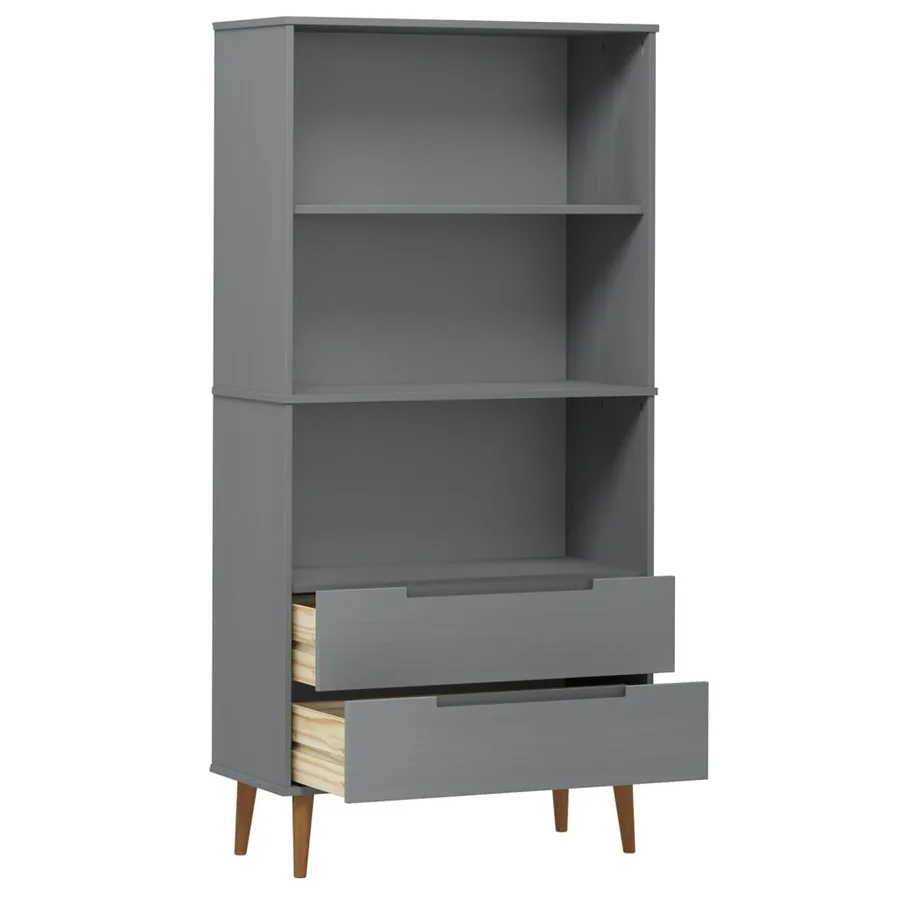 Bibliothèque MOLDE Gris 85x35x170,5 cm Bois massif de pin - 5