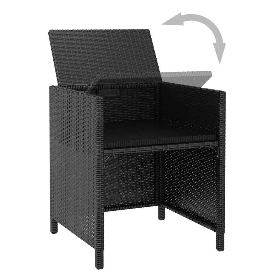 Ensemble à manger d'extérieur 5 pcs Rotin et bois d'acacia Noir - 6