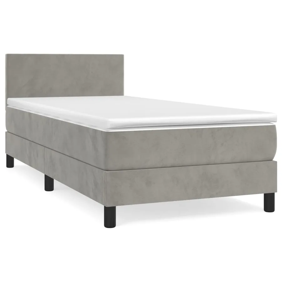 Sommier à lattes de lit et matelas Gris clair 80x200 cm Velours - 2