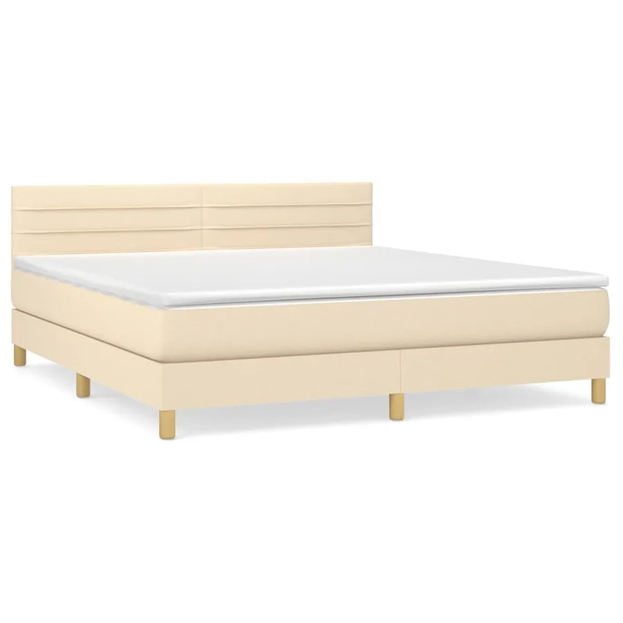 Sommier à lattes de lit avec matelas Crème 180x200 cm Tissu - 2