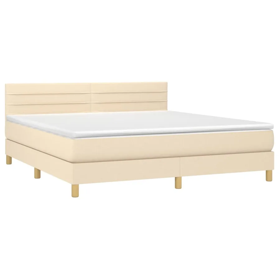 Sommier à lattes de lit avec matelas Crème 180x200 cm Tissu - 3