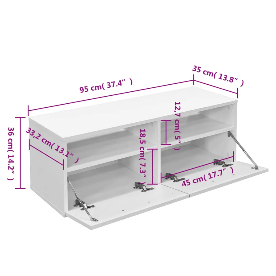 Meuble TV Bois d’ingénierie 95x35x36 cm Blanc - 5