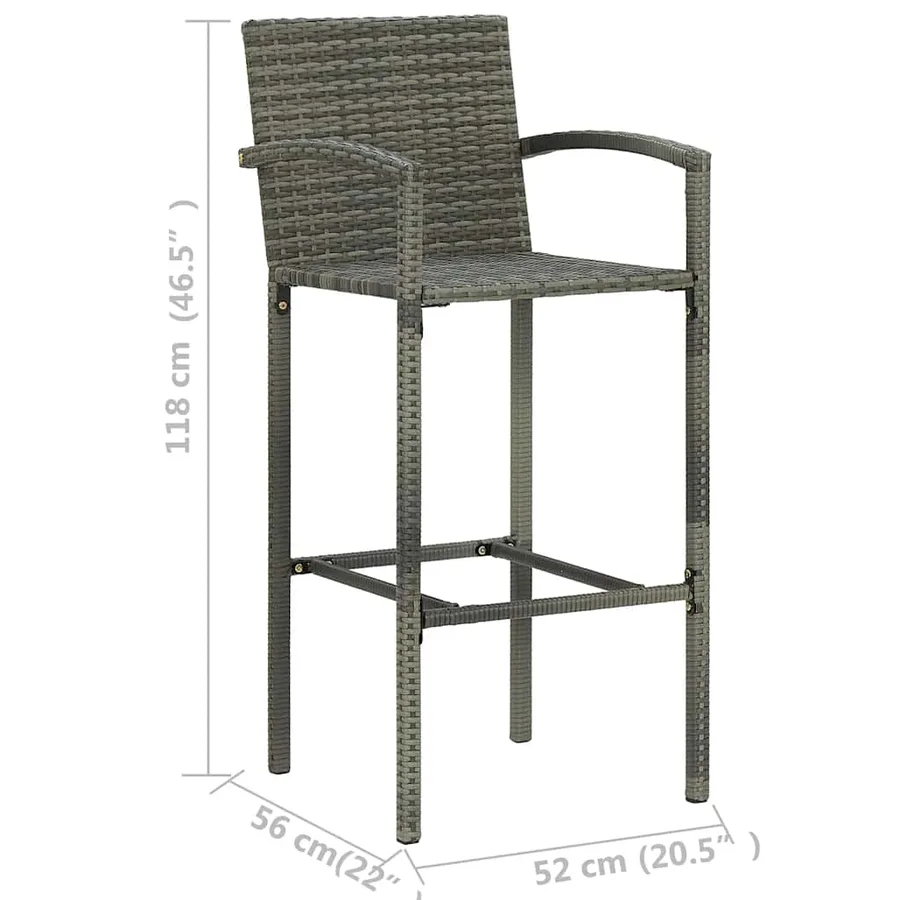 Ensemble de bar de jardin 5 pcs Résine tressée Gris - 13