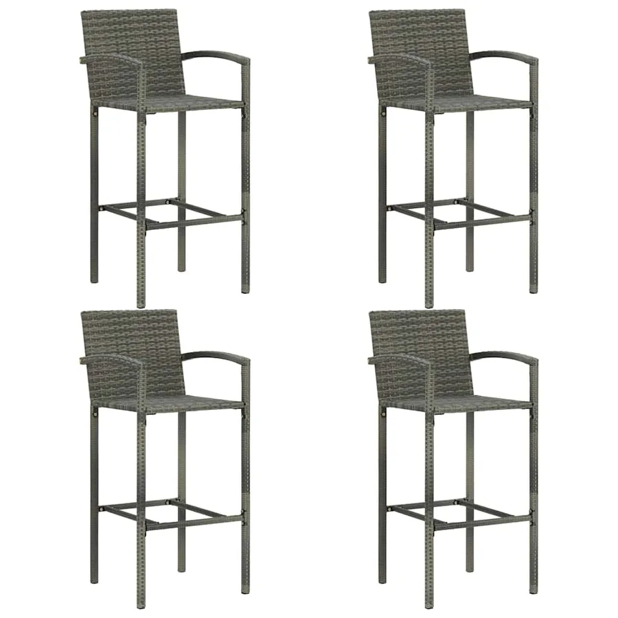 Ensemble de bar de jardin 5 pcs Résine tressée Gris - 6