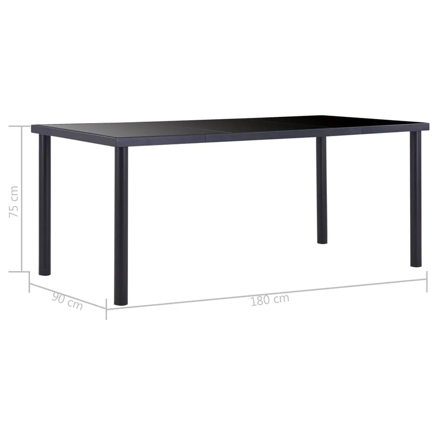 Table à manger Noir 180x90x75 cm Verre trempé - 5