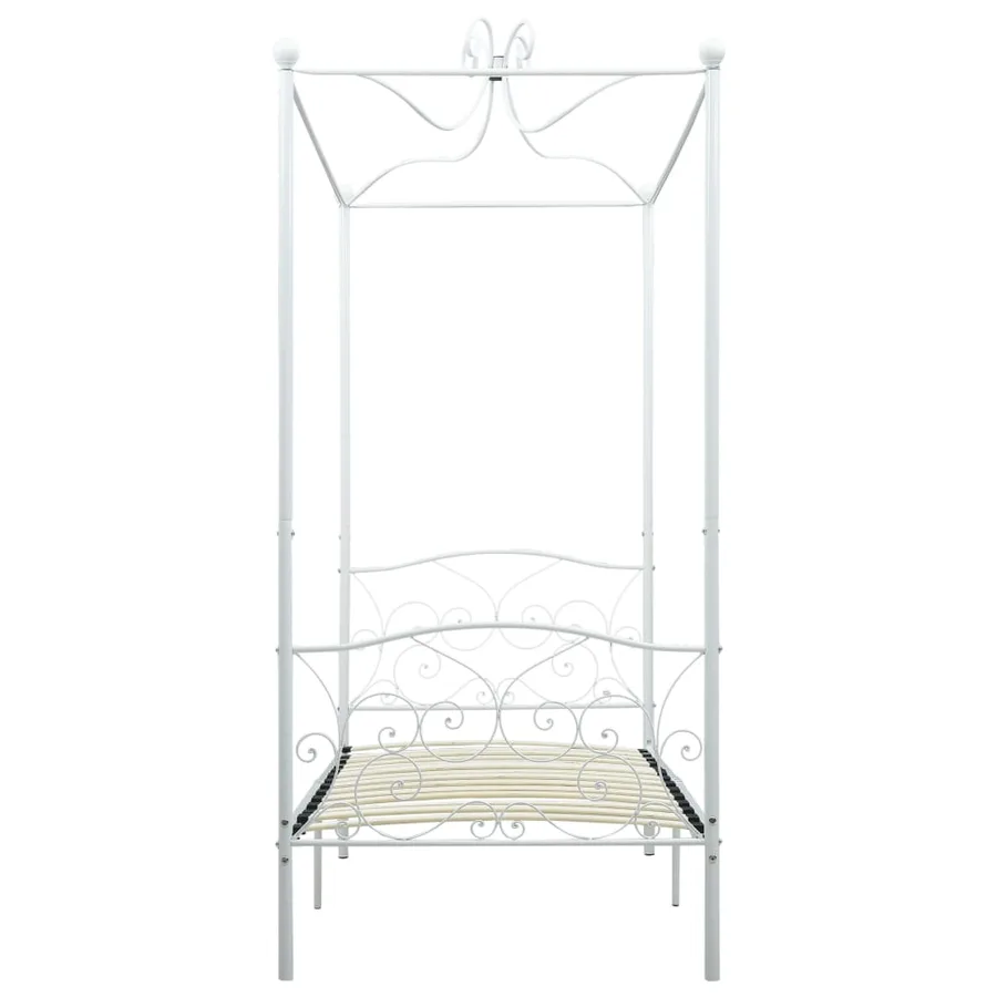 Cadre de lit à baldaquin sans matelas blanc métal 90x200 cm - 3