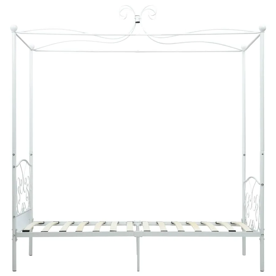 Cadre de lit à baldaquin sans matelas blanc métal 90x200 cm - 4