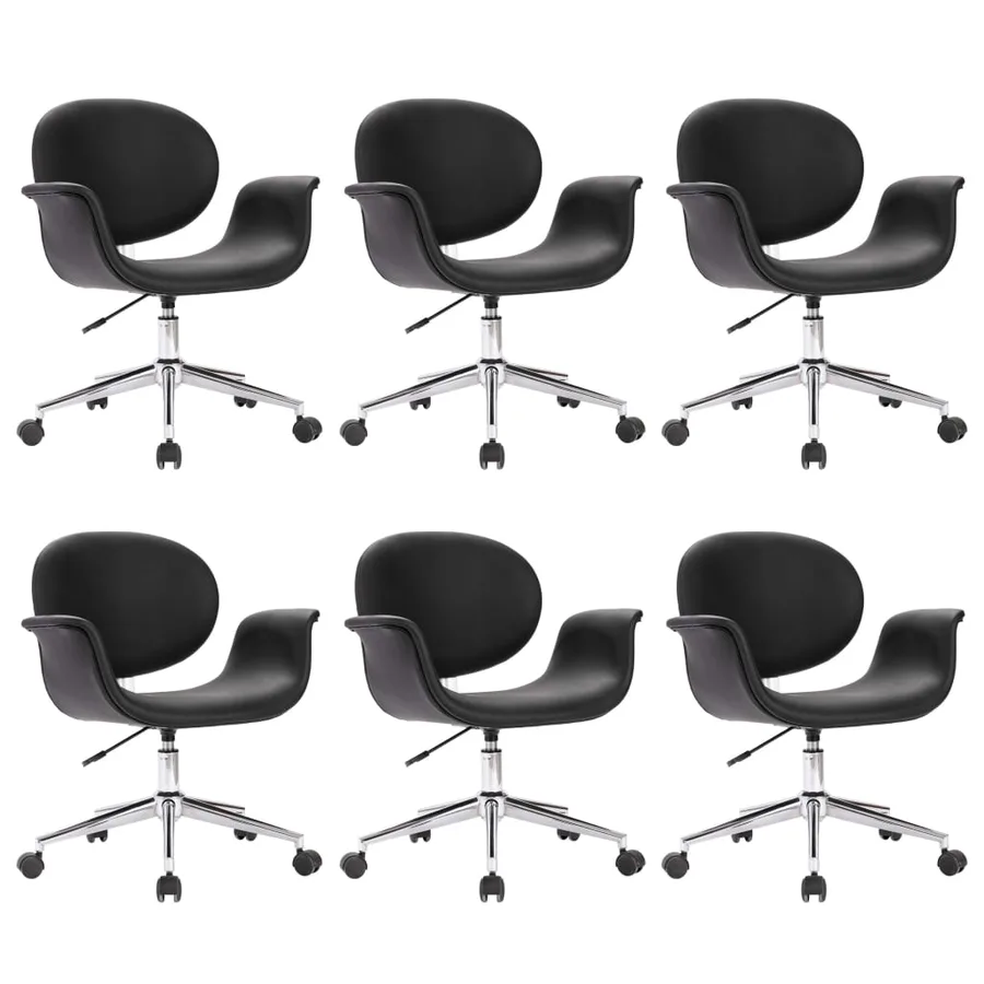 Chaises pivotantes à manger lot de 6 noir similicuir - 2