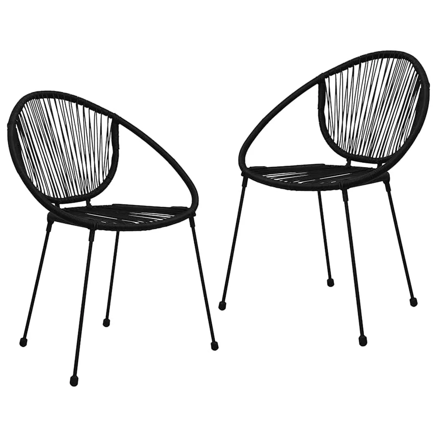 Ensemble à manger d'extérieur 3 pcs Rotin PVC Noir - 3