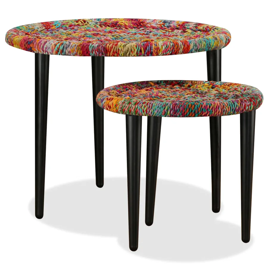 Table basse 2 pcs Détails tissés chindi Multicolore - 2