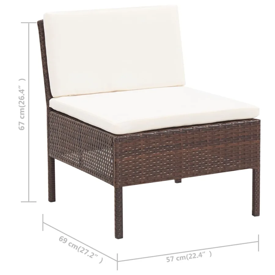 Salon de jardin 3 pcs avec coussins Résine tressée Marron - 11