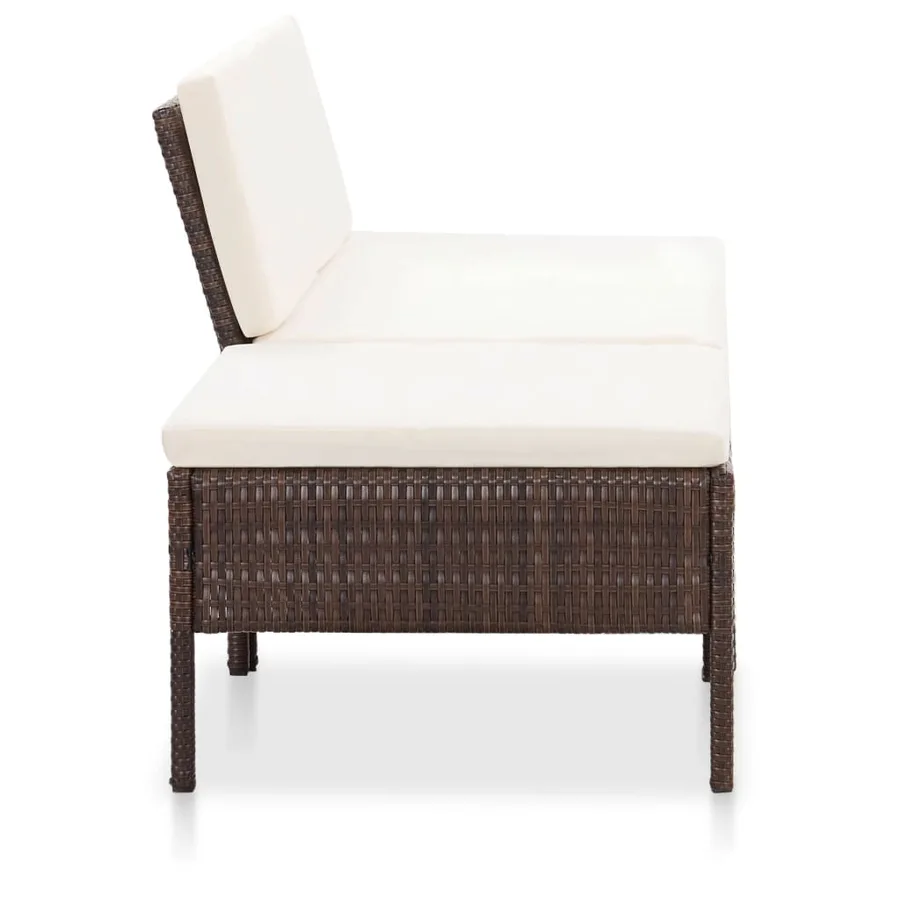 Salon de jardin 3 pcs avec coussins Résine tressée Marron - 3
