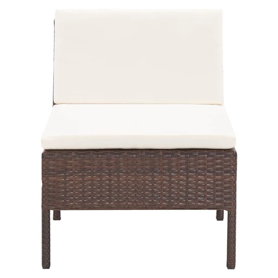 Salon de jardin 3 pcs avec coussins Résine tressée Marron - 5