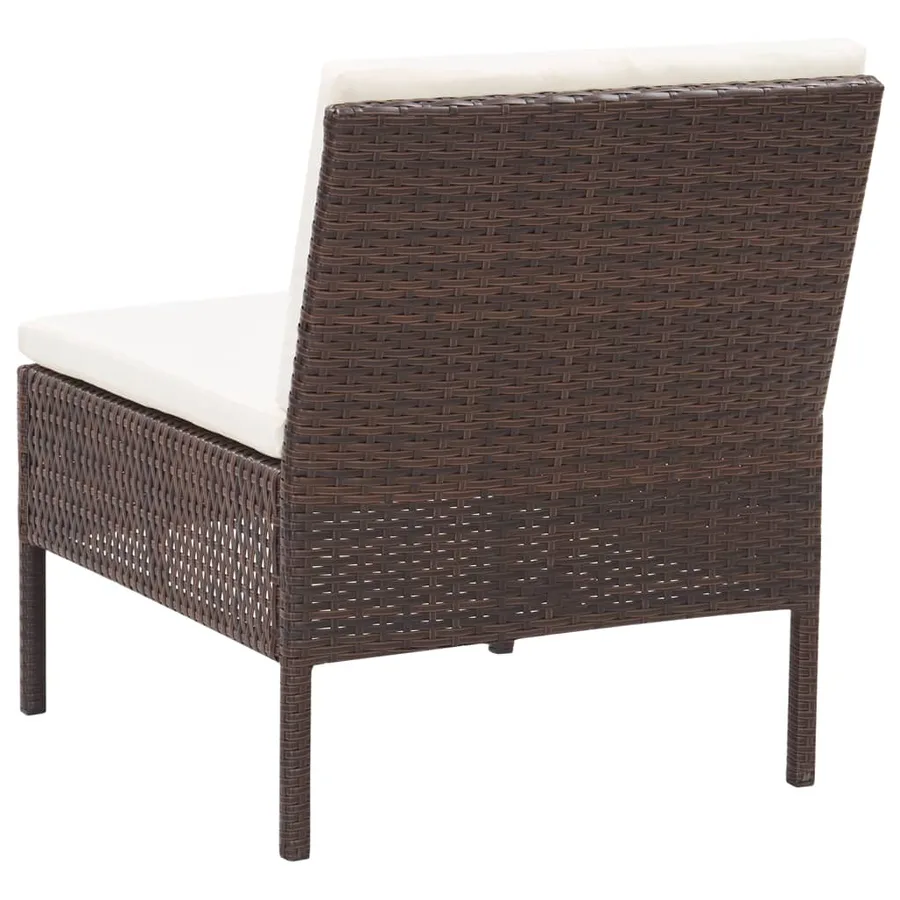 Salon de jardin 3 pcs avec coussins Résine tressée Marron - 7