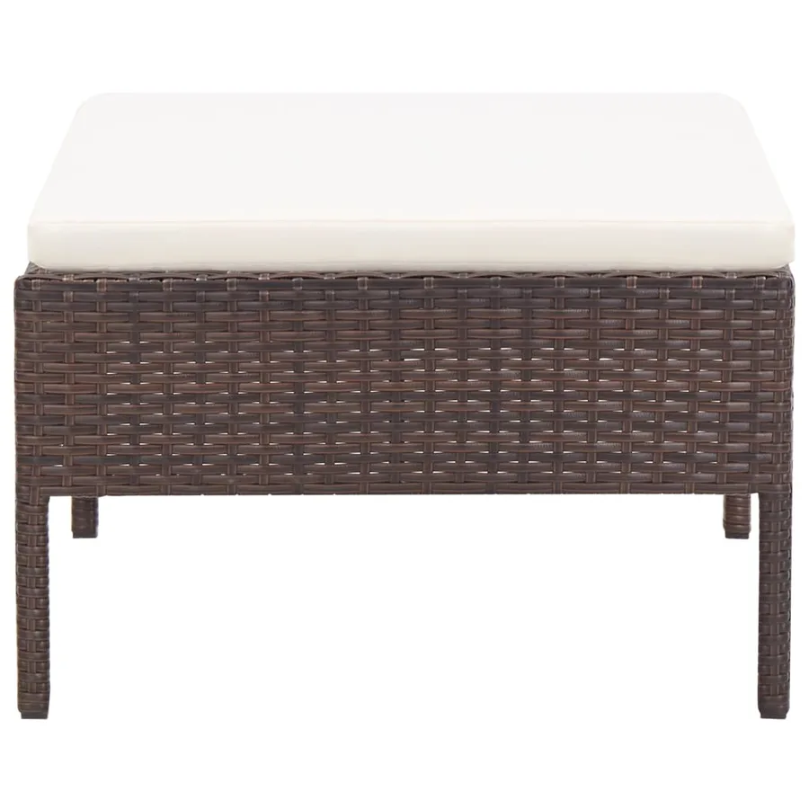 Salon de jardin 3 pcs avec coussins Résine tressée Marron - 9