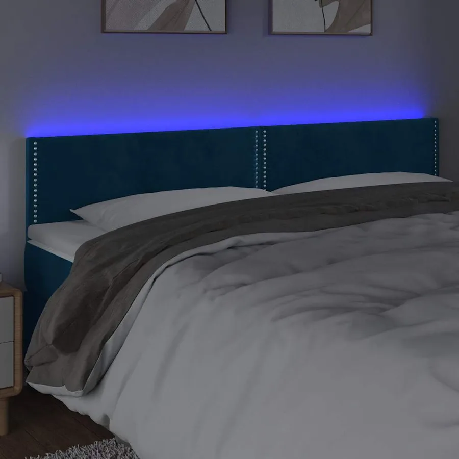 Tête de lit à LED Bleu foncé 200x5x78/88 cm Velours - 3