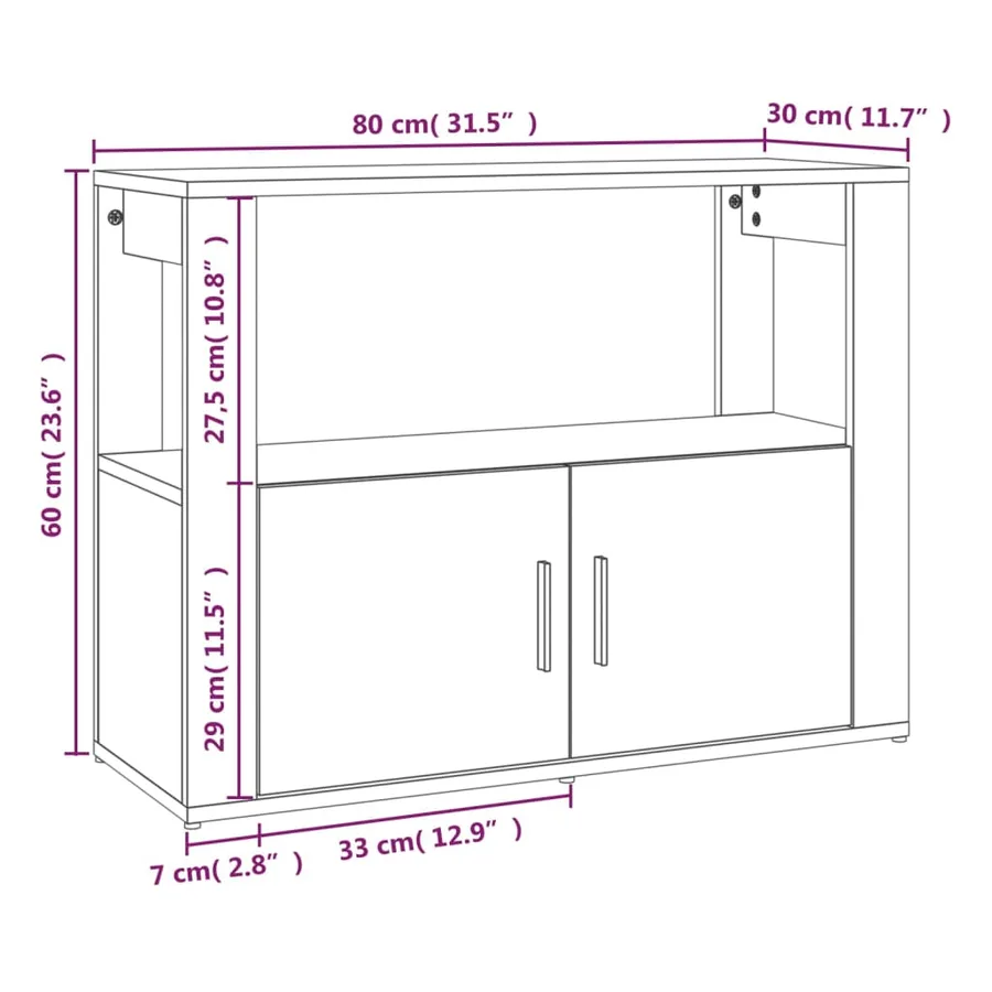 Buffet Chêne fumé 80x30x60 cm Bois d'ingénierie - 10