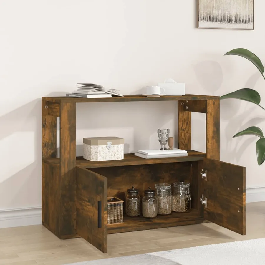 Buffet Chêne fumé 80x30x60 cm Bois d'ingénierie - 3
