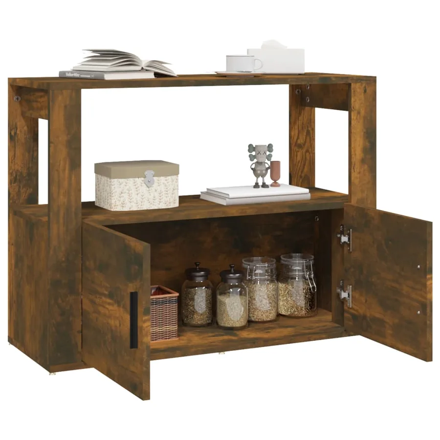 Buffet Chêne fumé 80x30x60 cm Bois d'ingénierie - 5