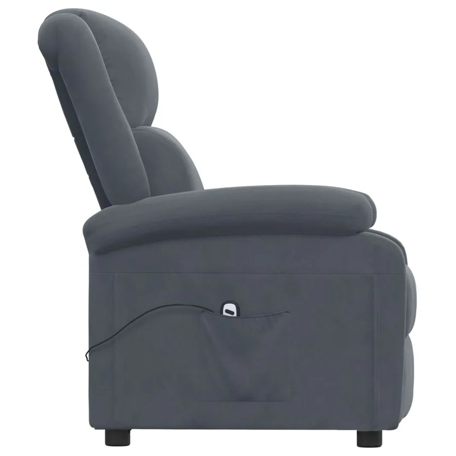 Fauteuil inclinable électrique Gris foncé Velours - 5
