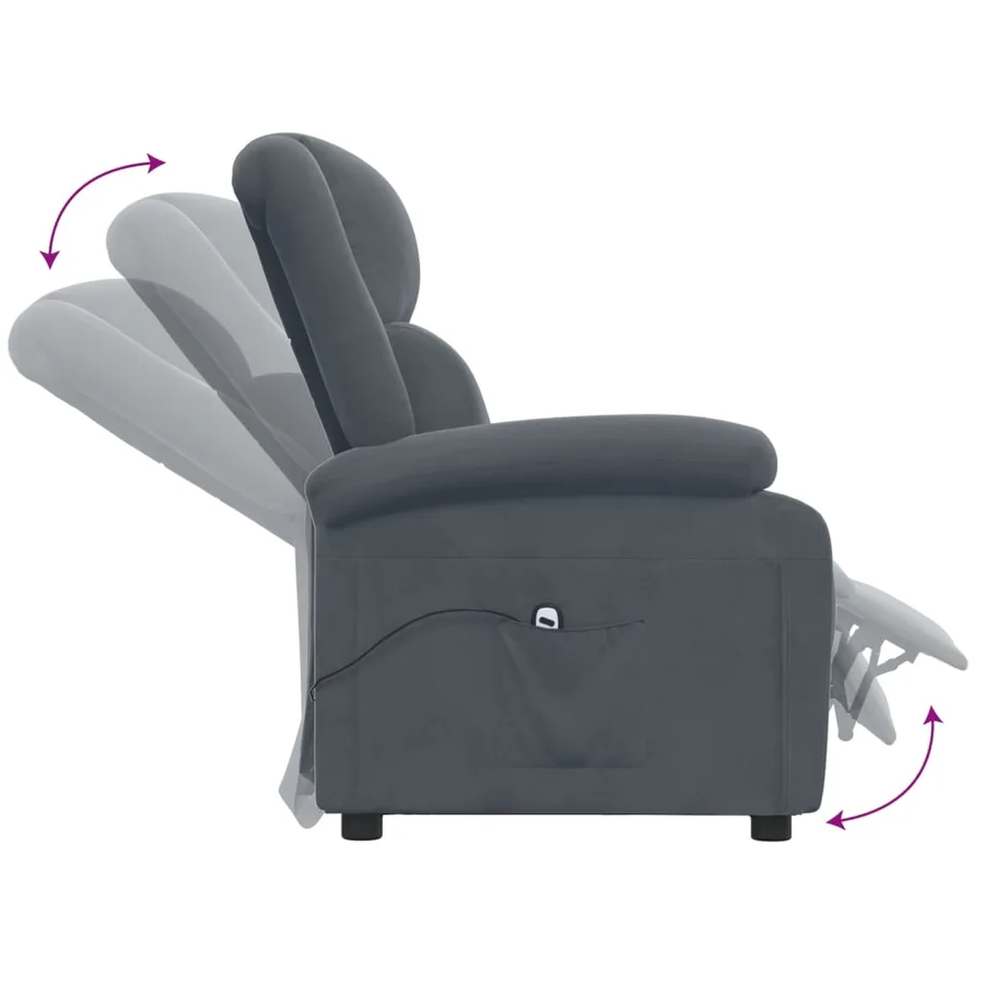 Fauteuil inclinable électrique Gris foncé Velours - 7