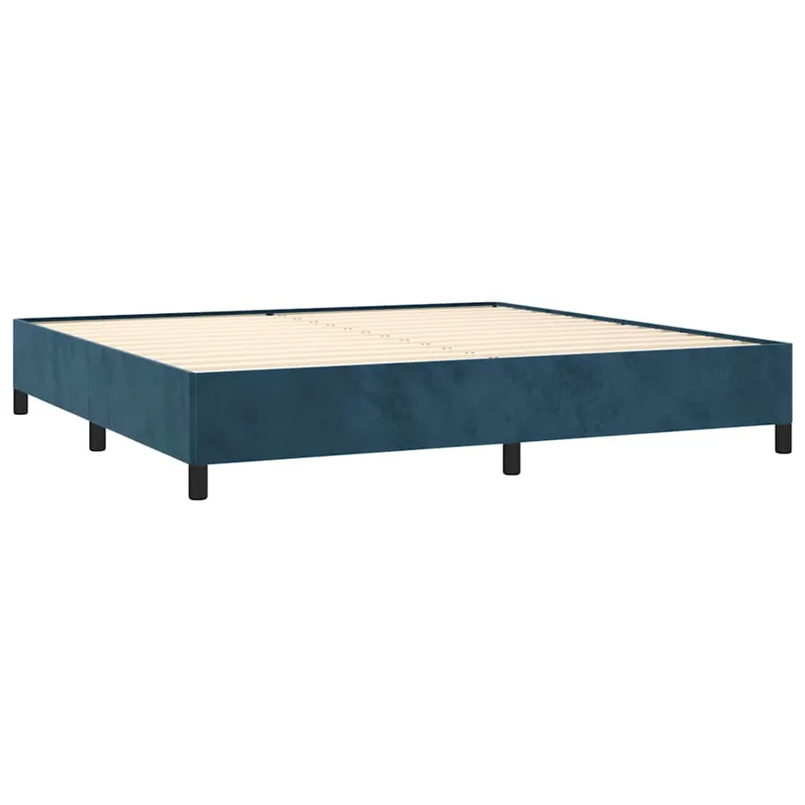 Sommier à lattes de lit et matelas Bleu foncé 200x200cm Velours - 4