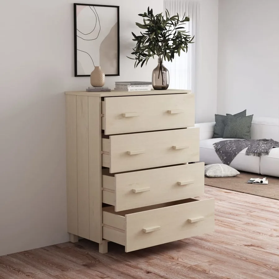 Buffet HAMAR Marron miel 79x40x103,5 cm Bois massif de pin - 7