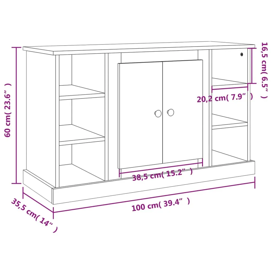 Buffet Blanc 100x35,5x60 cm Bois d'ingénierie - 10