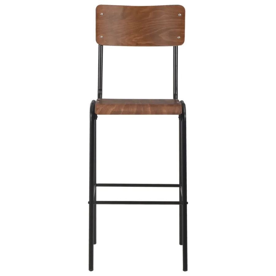 Tabourets de bar lot de 2 marron contreplaqué solide et acier - 2